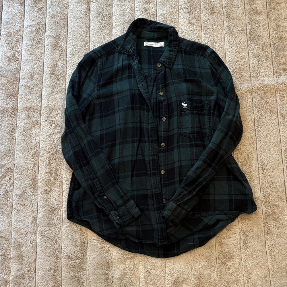 Abercrombie & Fitch Green Plaid Button Down Shirt